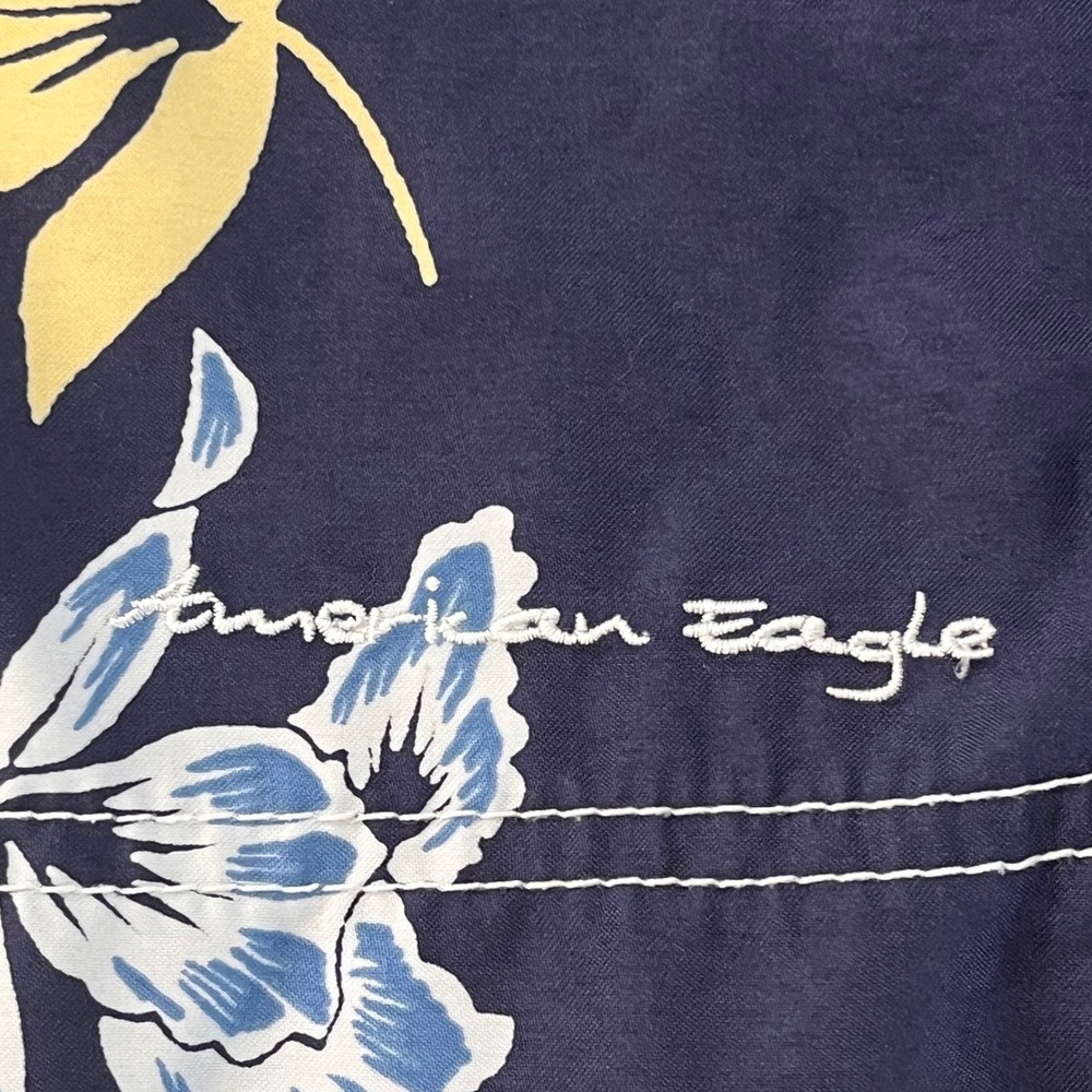 American Eagle Mens Board Shorts 33 Navy Floral Tropical Swim Trunks Beachwear - Picture 4 of 9